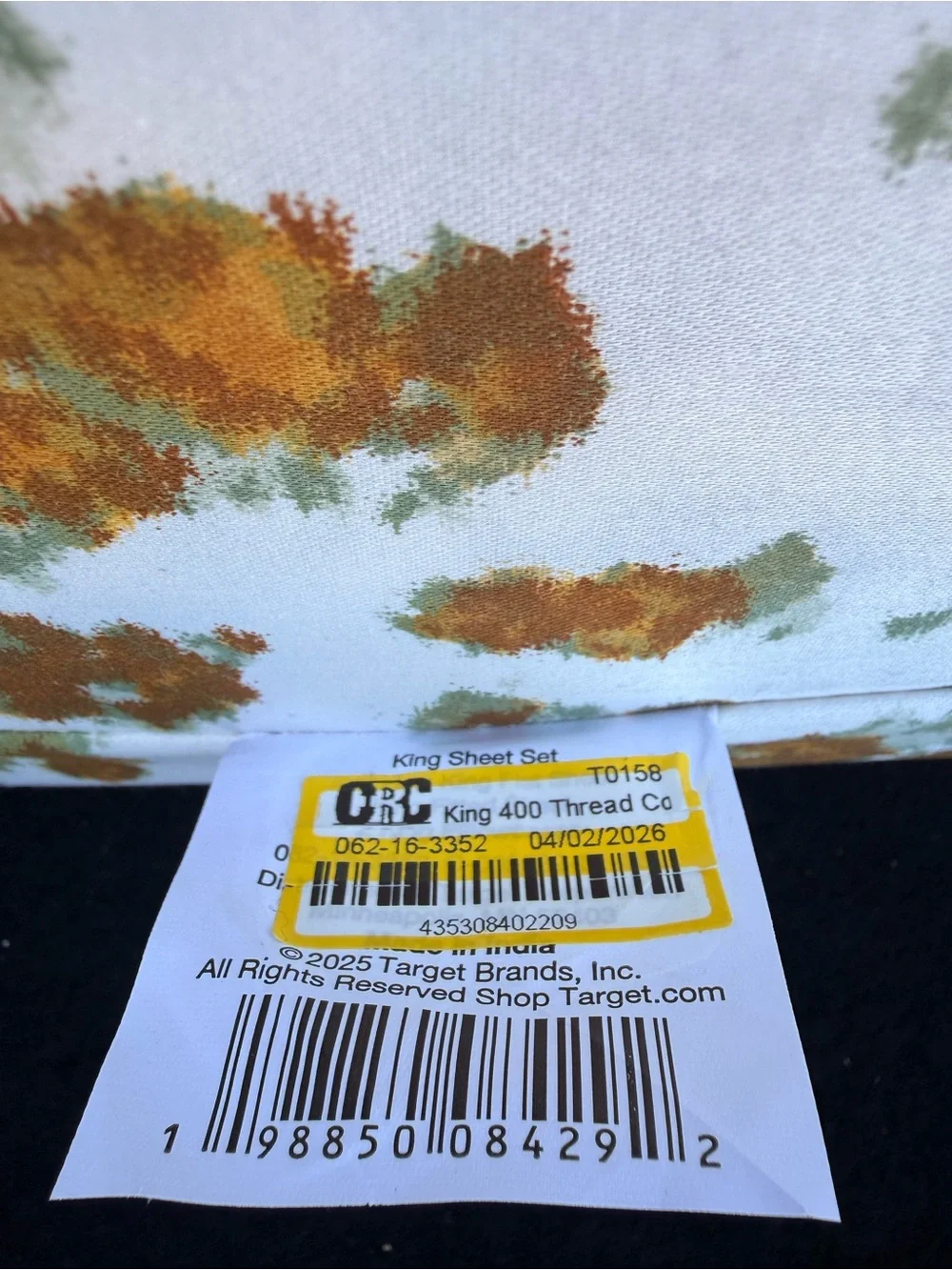 King 400 Thread Count Performance Sheet Set Gold Blurred Floral - Threshold